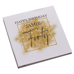 Personalised Large Linen 40th Birthday Photo Album With Gold Sparkles Design