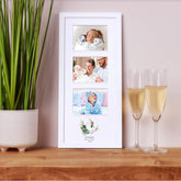 Personalised Baptism Triple Photo Frame With Natural Leaves