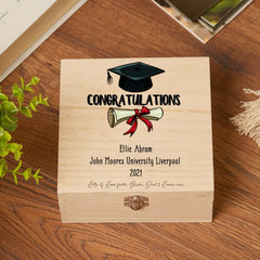 Personalised Graduation Keepsake Memory Box With Hat Design
