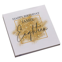 Personalised Large Linen 18th Birthday Photo Album With Gold Sparkles Design