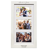 Personalised White Wooden Wedding Triple Photo 6 x 4 Frame Gift Portrait