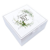 Personalised 80th Birthday Vintage Wooden Box Gift With Green Ferns