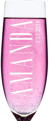 ukgiftstoreonline Personalised Birthday Champagne Flute Prosecco Glass Any Name and Year