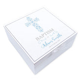ukgiftstoreonline Personalised Baptism Day Vintage Wooden Box Gift With Blue Cross