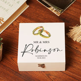 ukgiftstoreonline Personalised Wedding Keepsake Wooden Box Gift With Gold Ring Design