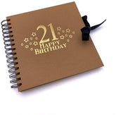 21st Birthday Brown Scrapbook, Guest Book Or Photo Album with Gold Script