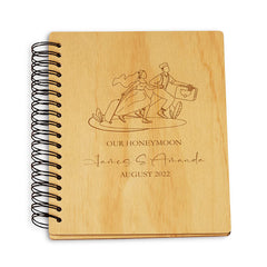 Personalised Honeymoon Wooden Photo Album Engraved With Couple