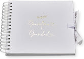 Grandma and Grandad White Scrapbook Photo album With Gold Script Leaf Design