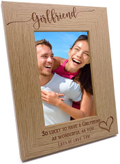 Personalised Girlfriend Love Heart Engraved Photo Frame Gift FW652