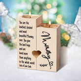 Personalised Mummy Double Tea Light Candle Holder Gift