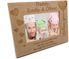 ukgiftstoreonline Personalised We Love Daddy Photo Frame Oak wood finish