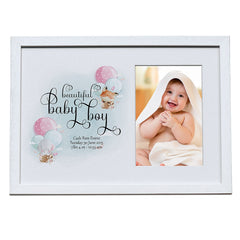 Personalised Cute Baby Boy Photo Keepsake Frame With Air Balloon Theme Baby Boy Photo Frame ukgiftstoreonline