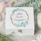 ukgiftstoreonline Personalised Bridesmaid Gift Keepsake Memories Wooden Box Leaf Design