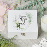 ukgiftstoreonline Personalised 30th Birthday Keepsake Large Wooden Box Gift With Botanical Design