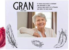 ukgiftstoreonline Gran Remembrance Memorial White Photo Frame wood finish Landscape