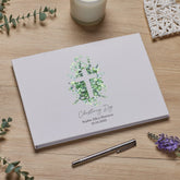 Personalised Linen Christening Guest Book Printed With Cross and Leaves