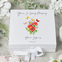 Personalised Gran Remembrance Keepsake Memory Box Butterflies and Flowers