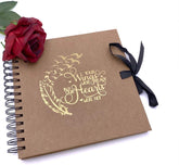 Memorial Remembrance Brown Scrapbook Guest Book Photo Album Gold Script