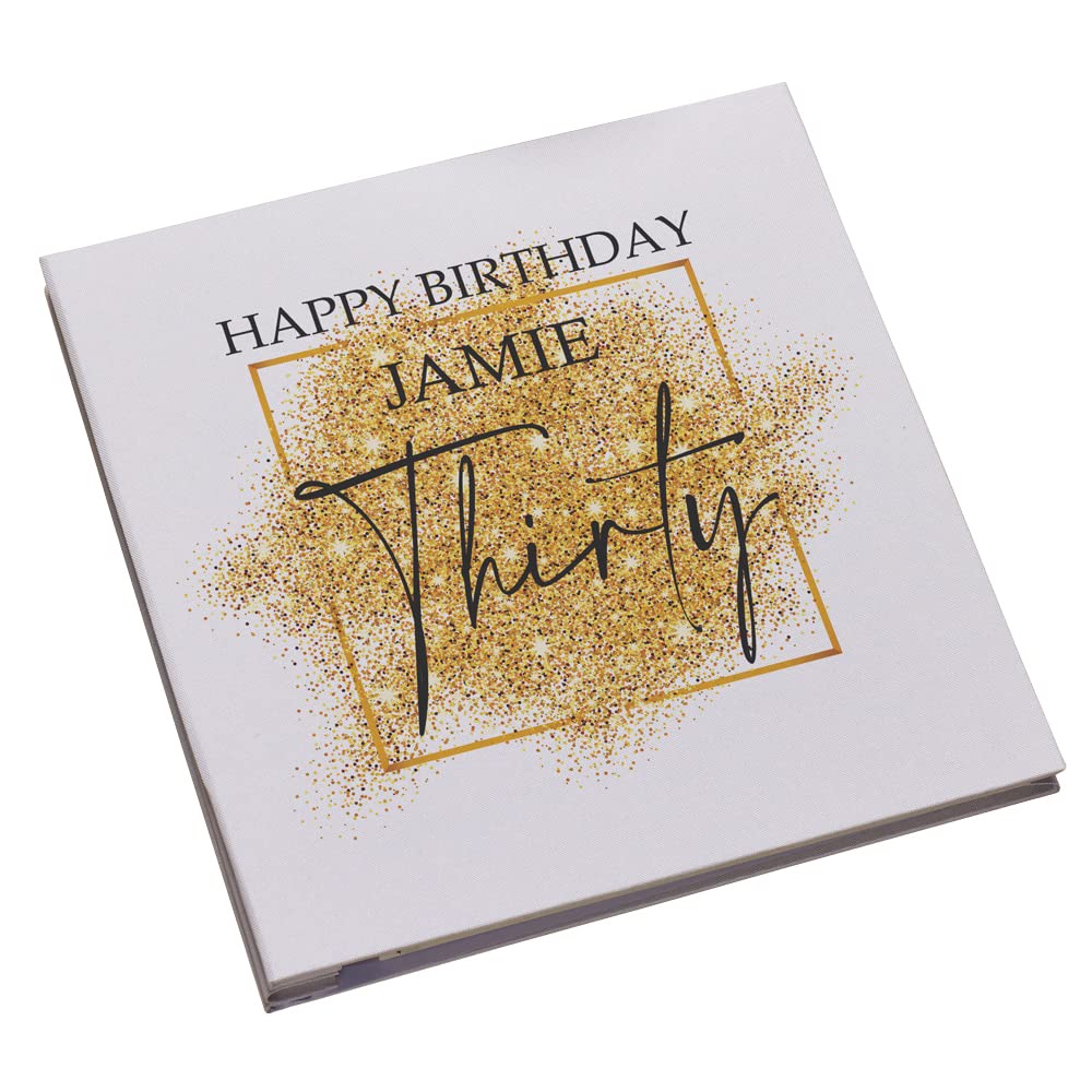 Personalised Large Linen 30th Birthday Photo Album With Gold Sparkles Design Personalised Photo Album ukgiftstoreonline