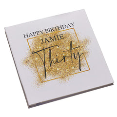 Personalised Large Linen 30th Birthday Photo Album With Gold Sparkles Design Personalised Photo Album ukgiftstoreonline