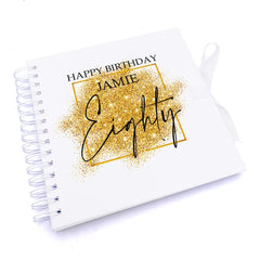 Personalised 80th Birthday Gift Scrapbook or Photo Album Gold Sparkles