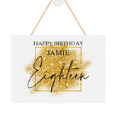 ukgiftstoreonline Personalised 18th Birthday Plaque Gift With Gold Sparkles Design