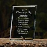 Christening Sentiment Personalised Glass Plaque Gift With Sentiment