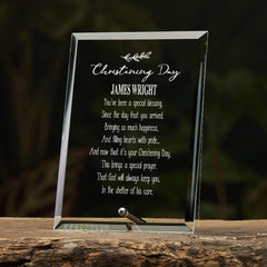 Christening Sentiment Personalised Glass Plaque Gift With Sentiment