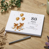 Personalised 80th Birthday Gift Guest Book Present Design.