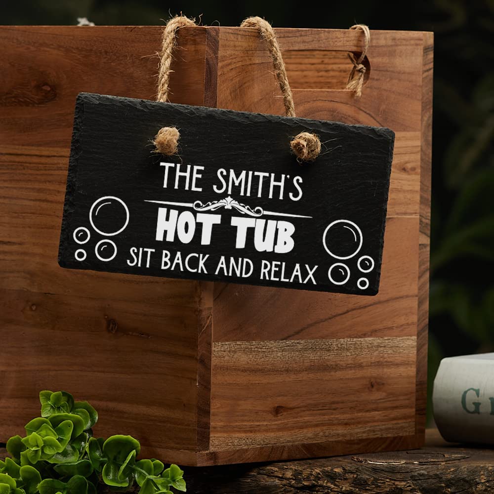 ukgiftstoreonline Personalised Slate hot tub sign outdoor use Personalised Slates ukgiftstoreonline