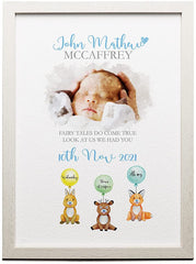 Personalised watercolour Baby Boy Birth Memory Framed Picture personalised photo frames ukgiftstoreonline A3 Framed Print