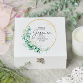 ukgiftstoreonline Personalised Mother Of The Bride Wooden Box Gift With Wreath Design