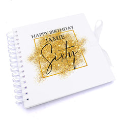 Personalised 60th Birthday Gift Scrapbook or Photo Album Gold Sparkles