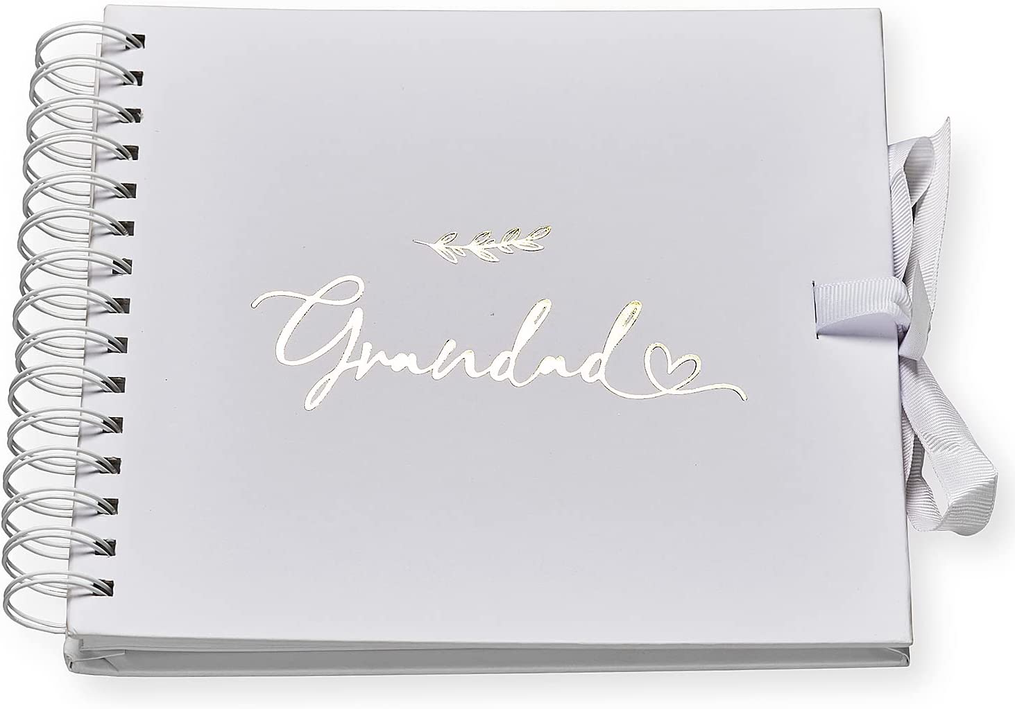 Grandad White Scrapbook Photo album With Gold Script Leaf Design Scrapbook ukgiftstoreonline