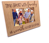 Time Spent With Family Photo Frame Landscape Oak Wood Finish
