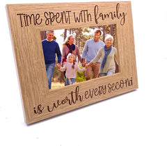 Time Spent With Family Photo Frame Landscape Oak Wood Finish