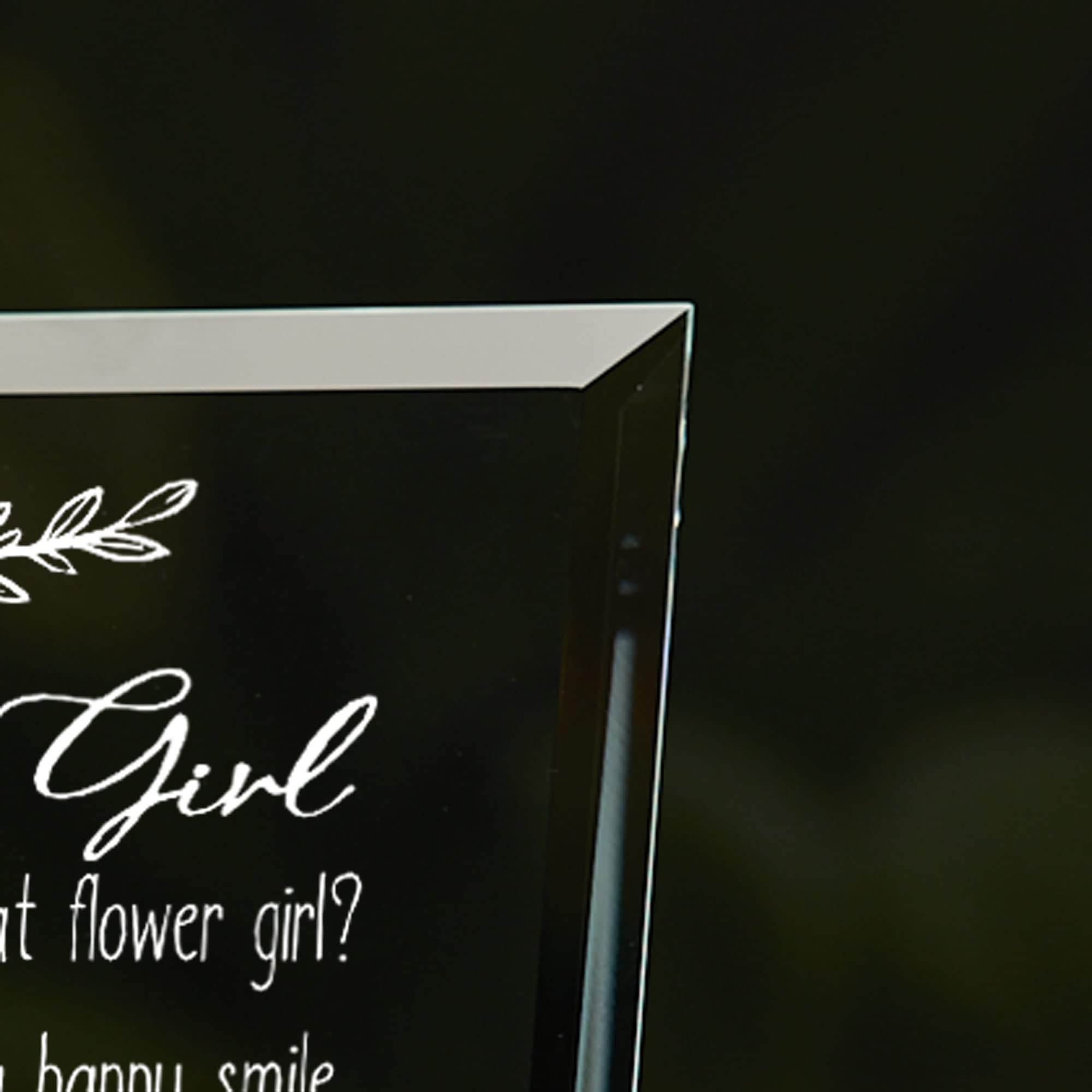 Flower Girl Sentiment Personalised Glass Plaque Gift Leaf Design Personalised Plaque Gift ukgiftstoreonline