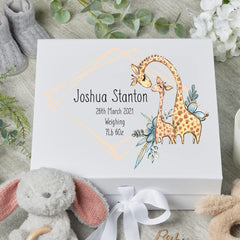 Personalised Baby Keepsake Memory Box Cute Giraffes UV-817