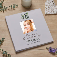 Personalised 18th Birthday Photo Album Linen Cover With Leaf Design