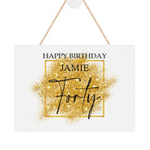 ukgiftstoreonline Personalised 40th Birthday Plaque Gift With Gold Sparkles Design