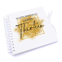 Personalised 13th Birthday Gift Scrapbook or Photo Album Gold Sparkles