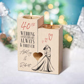 Personalised 40th Anniversary Double Tea Light Candle Holder With Couple