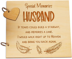 Husband Remembrance In Loving Memory Wooden Guest Book, Scrapbook or Photo Album