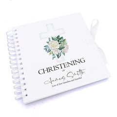 Personalised Christening Green Cross Guestbook Scrapbook Photo Album