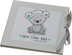 ukgiftstoreonline Personalised Baby Boy Keepsake Memories Record Book With Teddy