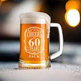 Cheers to 60 Years Birthday Gift Personalised Engraved Glass Beer Tankard
