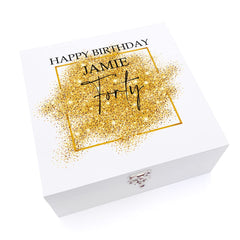 ukgiftstoreonline Personalised Large 40th Birthday Gift Keepsake Wooden Box With Gold Sparkles