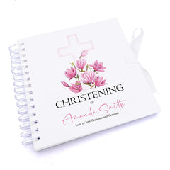 Personalised Christening Pink Cross Guestbook Scrapbook Photo Album