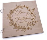 ukgiftstoreonline Personalised Wedding Guest Book Scrap Book Album and wording wreath and flowers