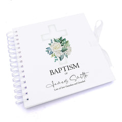 Personalised Baptism Green Cross Guestbook Scrapbook Photo Album
